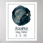 Aquarius Zodiac Zeichen: Individuelle Name & Gebur Poster (Vorne)