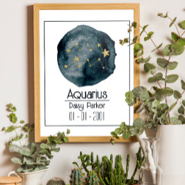 Aquarius Zodiac Zeichen: Individuelle Name & Gebur Poster