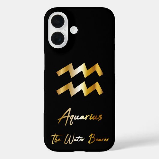 Aquarius Zodiac Zeichen, Schwarz & Gold Case-Mate iPhone Hülle (Rückseite)