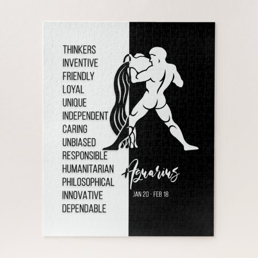 Aquarius Zodiac Zeichen, Schwarz & Weiß Puzzle (Vertikal)