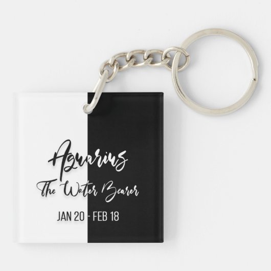 Aquarius Zodiac Zeichen, Schwarz & Weiß Schlüssela Schlüsselanhänger (Rückseite)