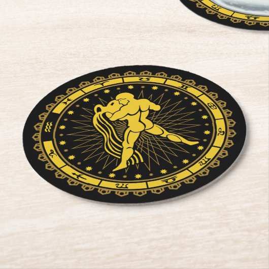 Aquarius - Zodiac - Zeichen - Symbol - Horoskop Runder Pappuntersetzer (Angewinkelt)