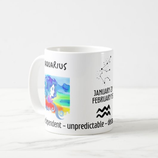 Aquarius zodiac-Zeichen und Eigenschaften Kaffeetasse (Vorderseite Links)