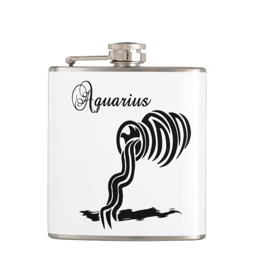 Aquarius Zodiac Zeichen und Symbol Flachmann (Vorderseite)