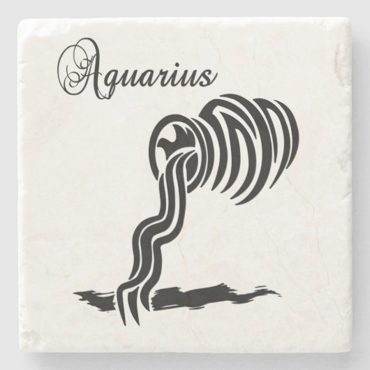 Aquarius Zodiac Zeichen und Symbol Steinuntersetzer (Vorderseite)