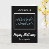 Aquarius Zodiac Zitat Blue & White Black Birthday Karte (Gelbe Blume)