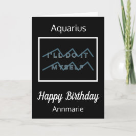 Aquarius Zodiac Zitat Blue & White Black Birthday Karte