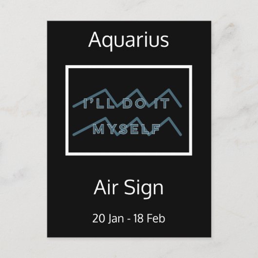 Aquarius Zodiac Zitat Blue & White Postcard Postkarte (Vorderseite)