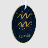 Aquarius-Zodiakymbol, goldene Sterne personalisier Ornament (Vorderseite)