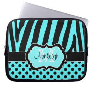Aquaschwarzer Zebra Stripes Tupfen-Laptop-Kasten Laptopschutzhülle