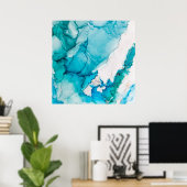 Aquastruktur mit Goldfäden Poster (Heimbüro)