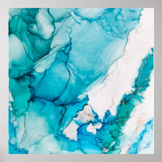 Aquastruktur mit Goldfäden Poster