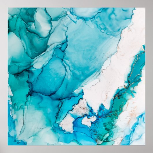 Aquastruktur mit Goldfäden Poster (Vorne)