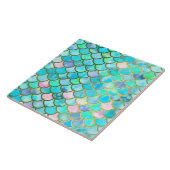 Aquastuft aquamarine blaue Watercolor-Meerjungfrau Fliese (Seite)