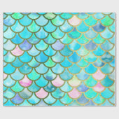 Aquastuft aquamarine blaue Watercolor-Meerjungfrau Geschenkpapier (Flach)