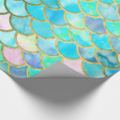 Aquastuft aquamarine blaue Watercolor-Meerjungfrau Geschenkpapier (Ecke)