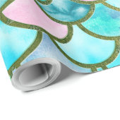 Aquastuft aquamarine blaue Watercolor-Meerjungfrau Geschenkpapier (Rolleneckpunkt)