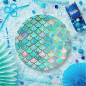 Aquastuft aquamarine blaue Watercolor-Meerjungfrau Pappteller (Party)