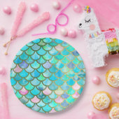 Aquastuft aquamarine blaue Watercolor-Meerjungfrau Pappteller (Party)