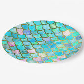 Aquastuft aquamarine blaue Watercolor-Meerjungfrau Pappteller (Schrägansicht)