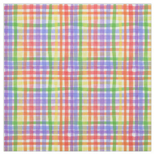 Aquatercolor Rainbow Kariert / Gingham Stoff