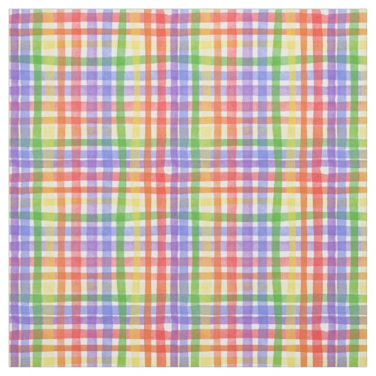 Aquatercolor Rainbow Kariert / Gingham Stoff (Muster)