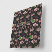 Aquatic animals pattern | ocean underwater life 12 quadratische wanduhr (Winkel)