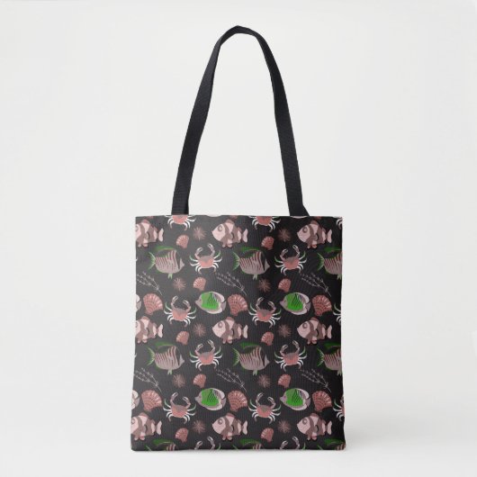 Aquatic animals pattern | ocean underwater life 12 tasche (Vorderseite)
