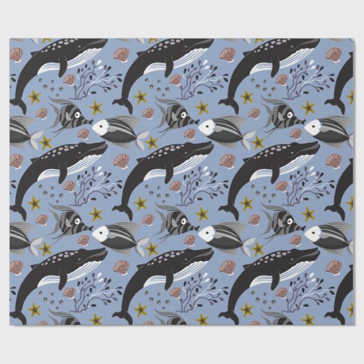 Aquatic animals pattern | ocean underwater life 19 geschenkpapier (Flach)