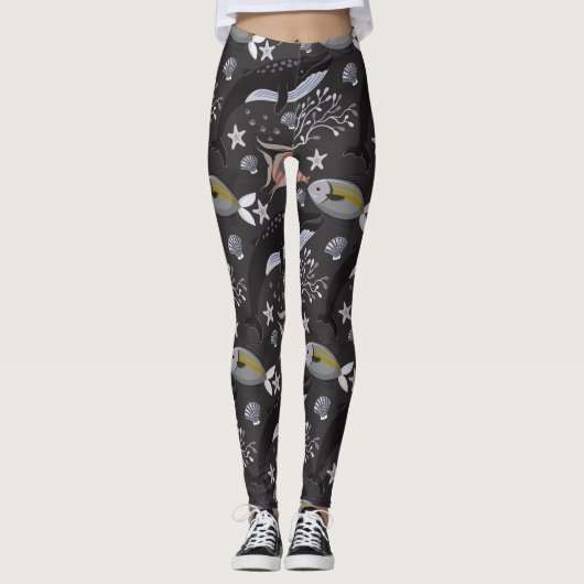 Aquatic animals pattern | ocean underwater life 20 leggings (Vorderseite)