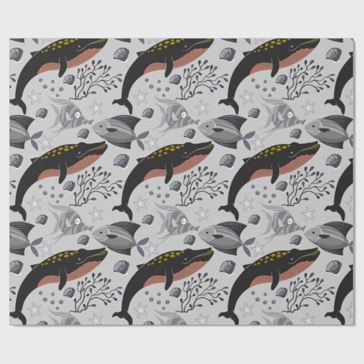 Aquatic animals pattern | ocean underwater life 22 geschenkpapier (Flach)