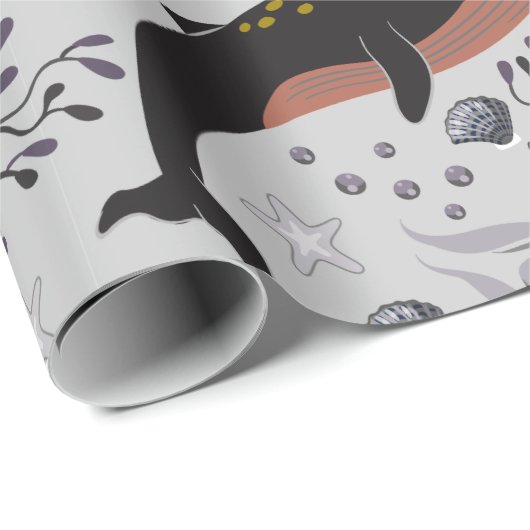 Aquatic animals pattern | ocean underwater life 22 geschenkpapier (Rolleneckpunkt)