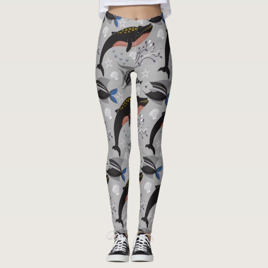 Aquatic animals pattern | ocean underwater life 23 leggings (Vorderseite)