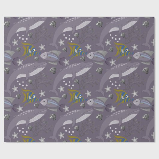 Aquatic animals pattern | ocean underwater life 24 geschenkpapier (Flach)