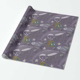 Aquatic animals pattern ocean underwater life 24 geschenkpapier