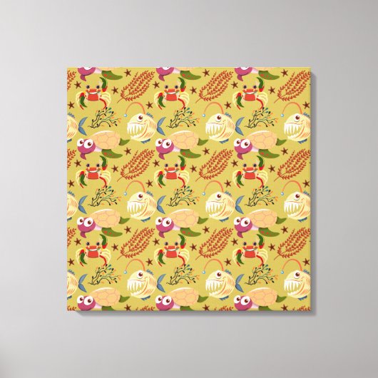 Aquatic animals pattern | ocean underwater life 31 leinwanddruck (Vorderseite)