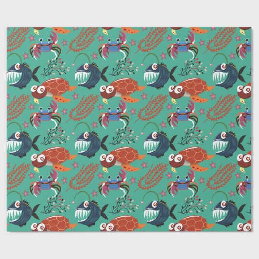 Aquatic animals pattern | ocean underwater life 33 geschenkpapier (Flach)