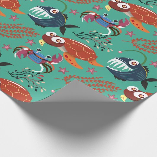 Aquatic animals pattern | ocean underwater life 33 geschenkpapier (Ecke)