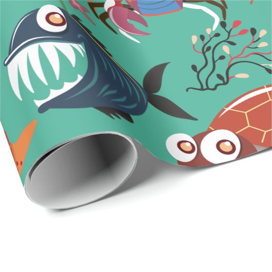 Aquatic animals pattern | ocean underwater life 33 geschenkpapier (Rolleneckpunkt)
