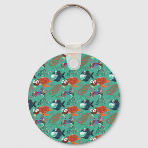 Aquatic animals pattern ocean underwater life 33 schlüsselanhänger