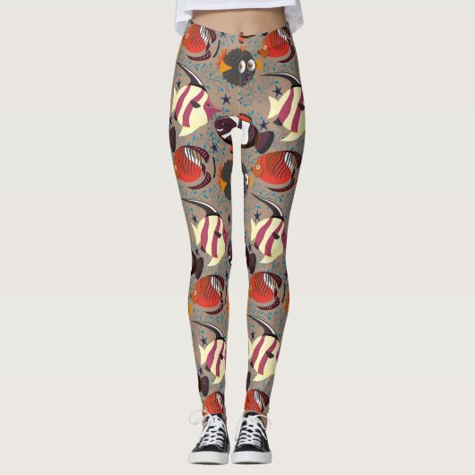 Aquatic animals pattern | ocean underwater life 41 leggings (Vorderseite)