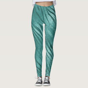 Aquatic Aquamarin Tropical Zebra Leggings