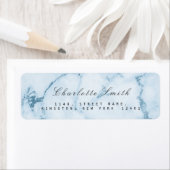 Aquatic Blue Gray Marble Rücksendeadressen-Aufkleb (Insitu)