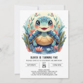 Aquatic Boho Whimsy Turtle Boy Birthday Einladung (Vorderseite)