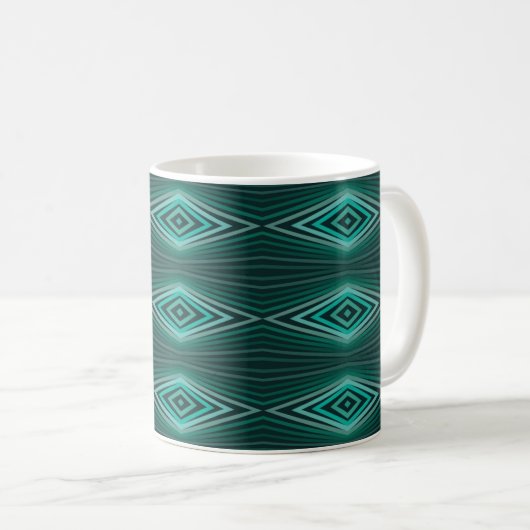 Aquatic Colors In Angled Watercolor Paint Stripes Kaffeetasse (VorderseiteRechts)