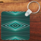 Aquatic Colors In Angled Watercolor Paint Stripes Schlüsselanhänger (Rückseite)