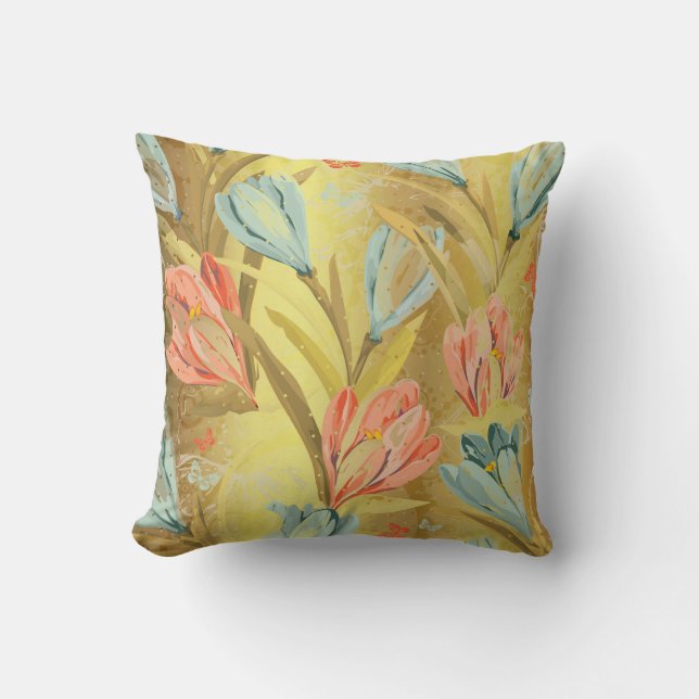 Aquatic Crocus Lila Gold Shiny Orchidea Blume Kissen (Vorderseite)