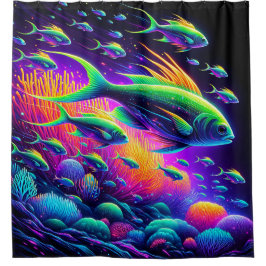 "Aquatic Dance: Neon Serenity Vorhang" Duschvorhang