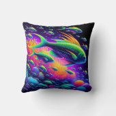 "Aquatic Dance: Neon Serenity Vorhang" Kissen (Rückseite)
