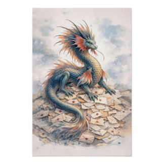 Aquatic Dragon Letters Poster